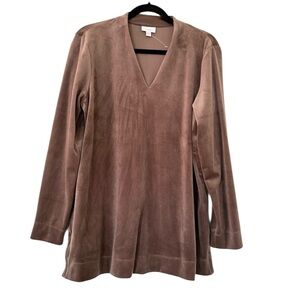 J. Jill Velvet V Neck Long Sleeve Tunic Womens Large New Brown